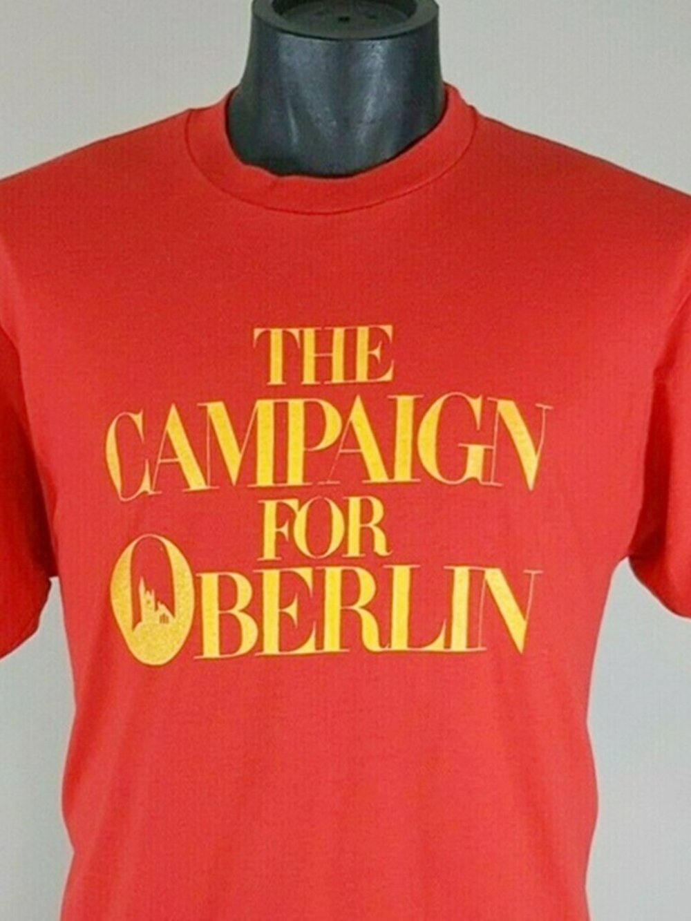 Vtg 80s The Campaign for Oberlin T Shirt XL Red Hanes Single Stitch USA College